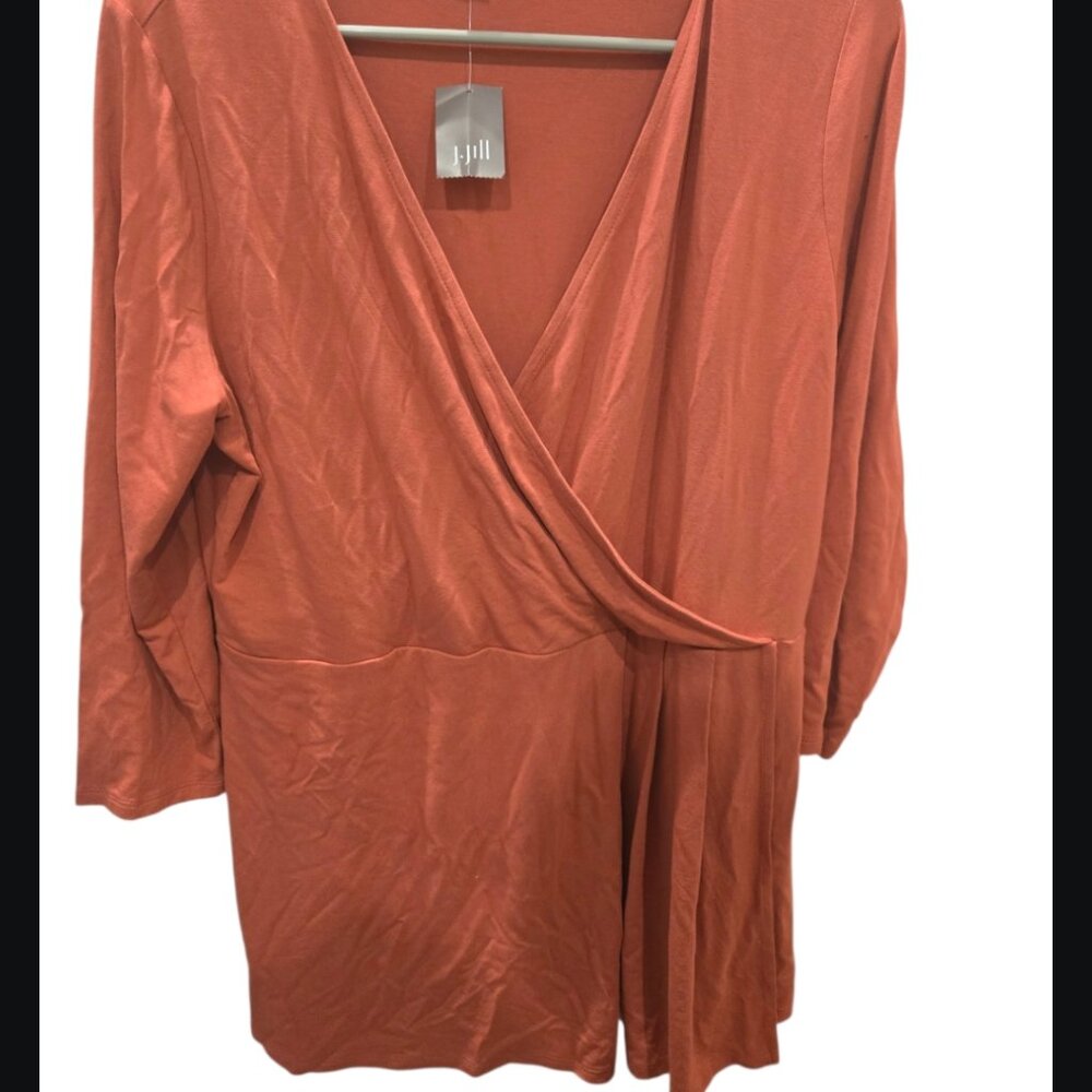 J.Jill Wearever Faux Wrap Top - Rust, Size M NWT